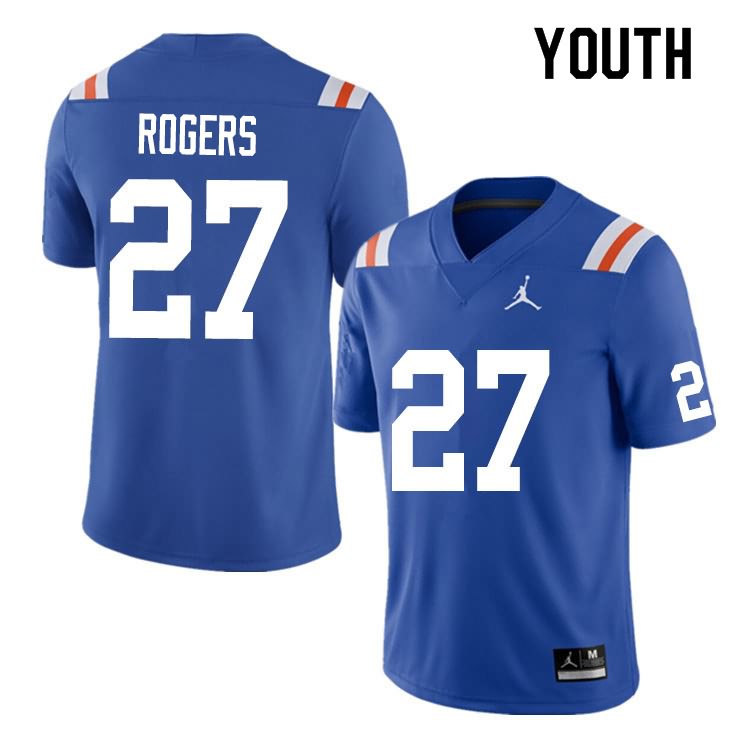 NCAA Florida Gators Jahari Rogers Youth #27 Nike Blue Throwback Stitched Authentic College Football Jersey RJV0064TW